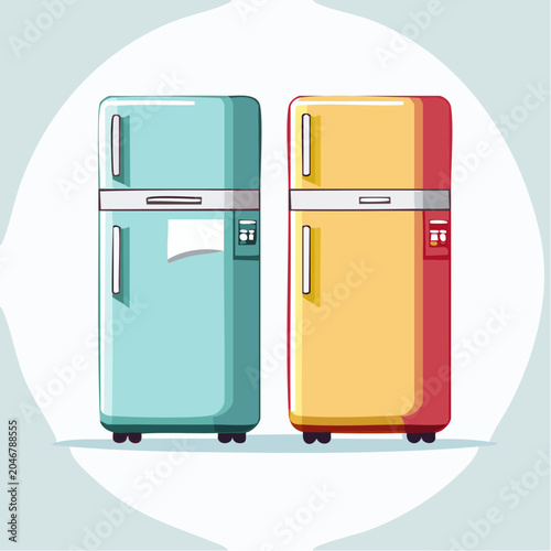 Two Retro Refrigerators Side by Side