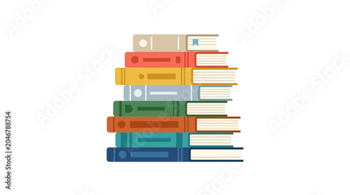 Foto Stack of Colorful Books Arranged Vertically for Reading and Learning 1