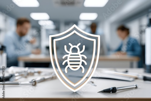 A professional pest management operations center featuring a focus on pest control solutions and equipment, with an emphasis on safety