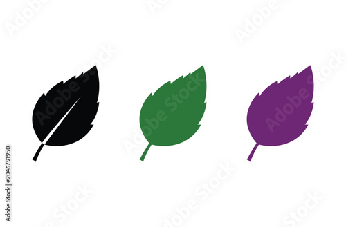 Colorful leaf icons in black, green, and purple