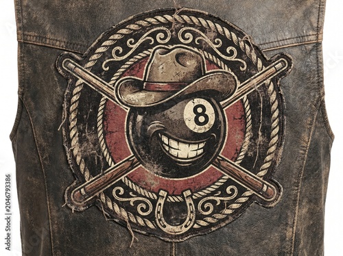 Cowboy 8 Ball Billiard Logo with Western Saloon Style