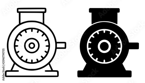 Фотография Synchronous motor illustration, minimalist outline and silhouette icon for indus