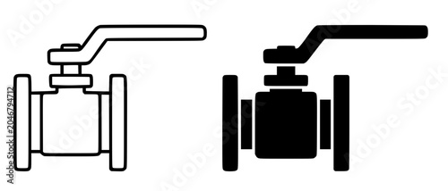 Bild auf Leinwand Ball valve illustration, minimalist outline and silhouette icon for industry