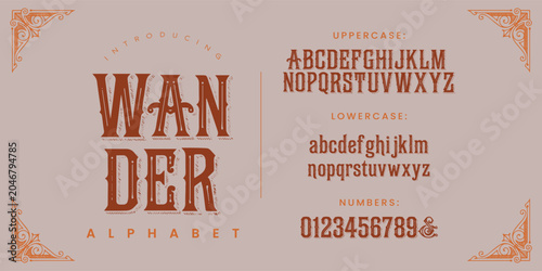 Wander Alphabet Vintage Decorative Font with Classic Ornaments for Creative Design Projects