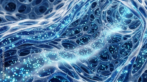 Abstract Biological Neural Network with Glowing Energy Flow