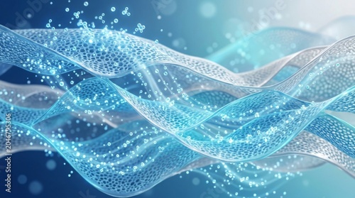 Abstract Biotechnology Visualization of Porous Membranes and Molecules
