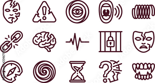 Photos Detailed vector graphic illustration featuring a collection of dark maroon menta
