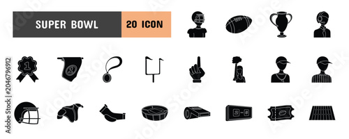 Vászonkép 20 Super Bowl Glyph Icon Illustration Set