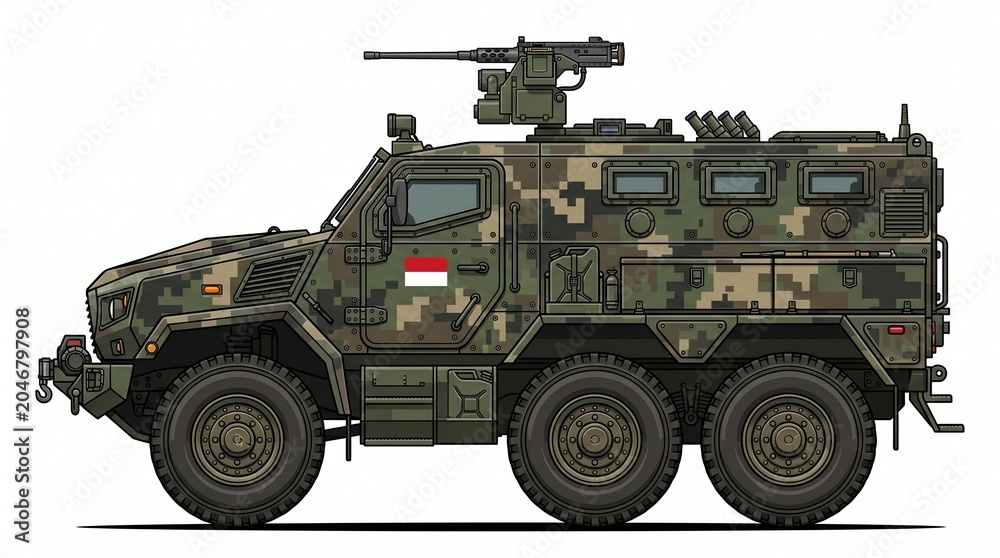 Fototapeta premium Indonesian Military Armored Vehicle with Camouflage Pattern