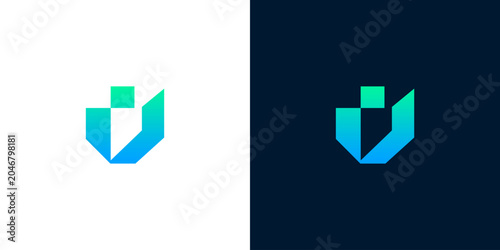 Sleek and modern abstract gradient logo concept featuring a stylized letter 'V' or 'U', embodying secure digital solutions, innovation, and technological progress for contemporary branding