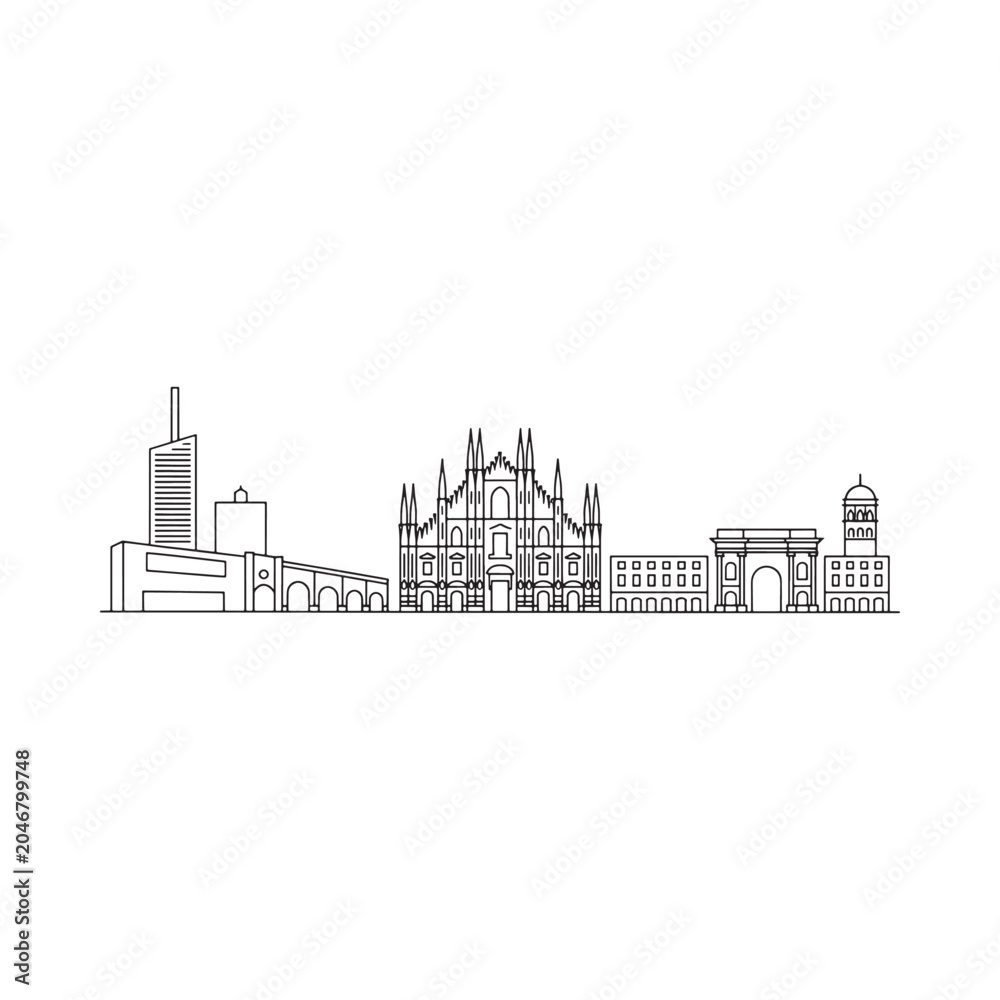 Fototapeta premium city skyline line art architecture building structure