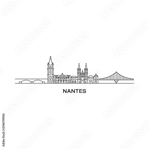 nantes skyline line art cityscape architecture bridge