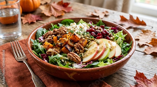 Healthy Autumn Harvest Salad with Roasted Butternut Squash