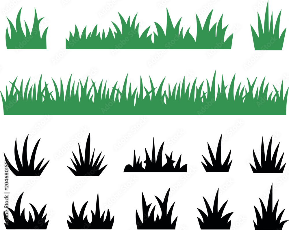Fototapeta premium Grass border silhouettes for lawn and yard layouts