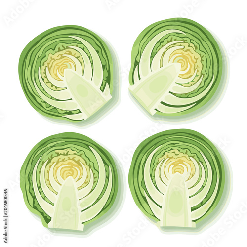 Four Halved Brussels Sprouts Showing Internal Layers