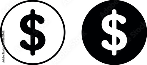 фотографія Coin and cash dollar symbols for signage and print