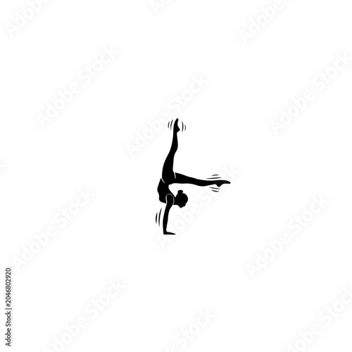 Young woman, Gymnast or dancer silhouette isolated on white background