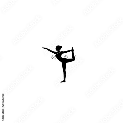 Young woman, Gymnast or dancer silhouette isolated on white background