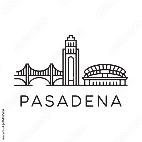 pasadena skyline line art cityscape architecture bridge
