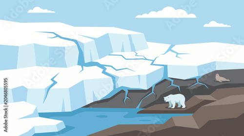 Foto Melting Arctic Glacier Revealing Bare Rock Beneath