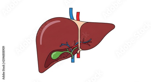 3D rendered illustration of liver with blood vessels.
