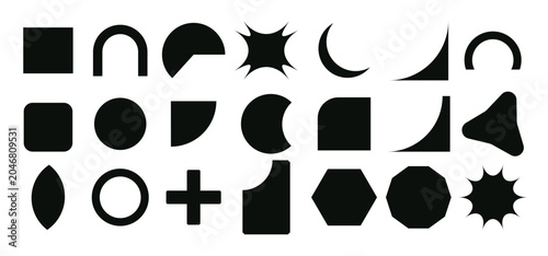 Fotografi Collection of basic shapes – Set of simple geometric figures isolated on a white