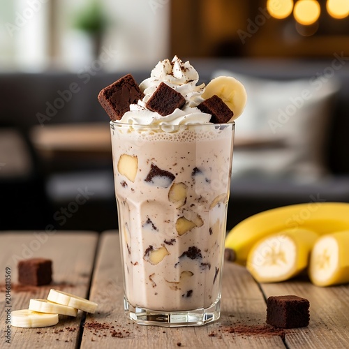 Delicious layered vanilla ice cream dessert with chocolate chips.