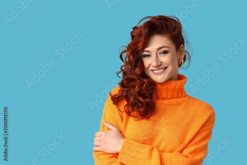 Beautiful young happy redhe...