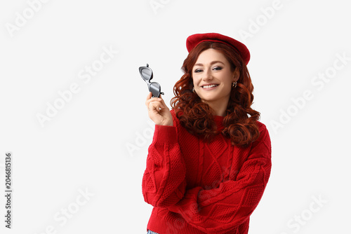 Beautiful young happy redhe...