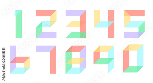 Colorful number set from 0 to 9 with vibrant multicolor strokes