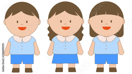 Adorable chibi student boy and girl graphic elements in school wear