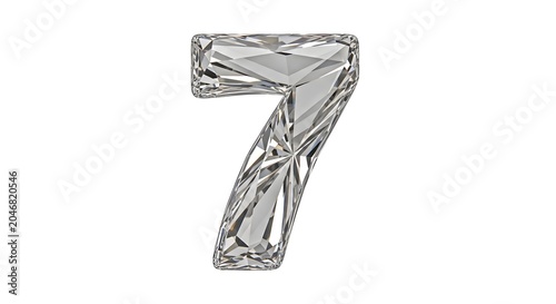 Diamond number seven isolated on white background