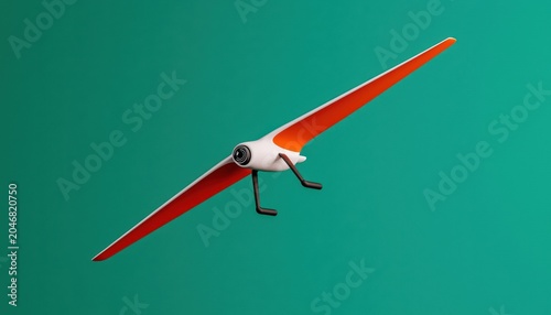 Abstract Orange and Teal Low Poly Bird in Flight