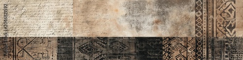 Antique Papers and Tribal Patterns Rustic Collage Design