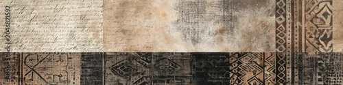 Panel kuchenny z motywem Antique Papers and Tribal Patterns Rustic Collage Design