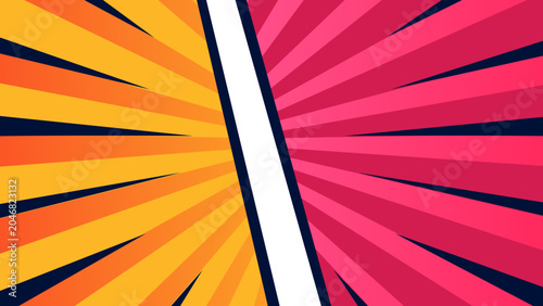 Tableau sur toile Dynamic Versus Screen with Comic Book Style Rays.