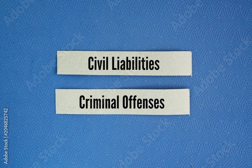 Cuadro en lienzo Paper with the words civil liabilities and criminal offenses