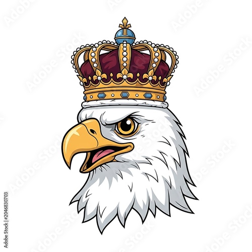 White eagle with golden crown and ornate crown illustration.
