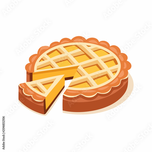 Illustration of a Lattice Top Pie with a Slice Removed