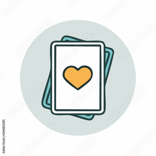 Playing Cards with Heart Symbol Icon
