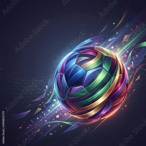 Vibrant World Football Celebration Concept Featuring Colorful Geometric Ribbons and Premium Sports Design