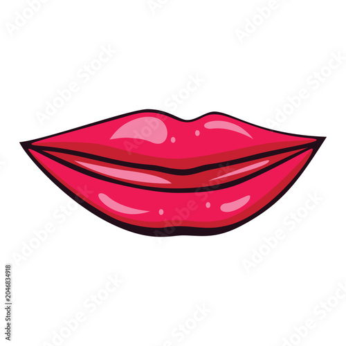 Sensual red lips illustration isolated on white background