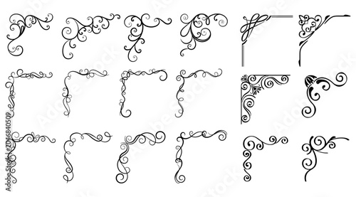 Foto Decorative corner frame. Vintage corner set. vector frame corners