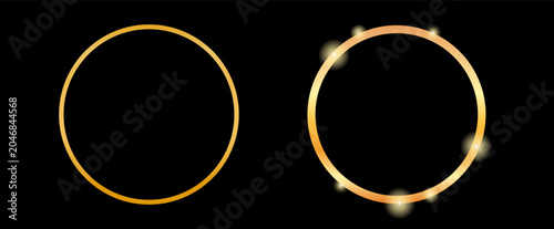 Bild auf Leinwand Comparison of two circular frames, featuring a simple gold ring and one with spa