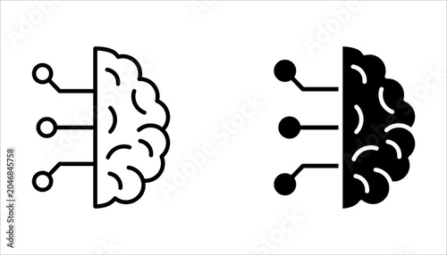 Brainstorm icon set. Containing creativity, thinking, brain, idea, creative, light bulb, mind, intelligence, imagination, plan, solution, innovation, inspiration, on a white background.