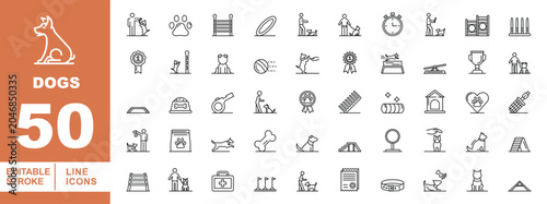 Tableau sur toile Dogs Line Icon Set