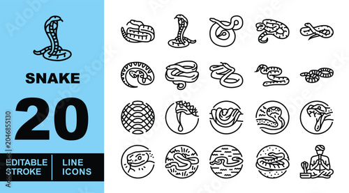 Foto Snake Line Icon Set