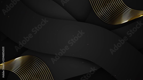 Luxury Premium Black with Horizontal Golden Flowing Wave Awards Trailer Titles Cinematic Openers Intro Luxury Background Loop