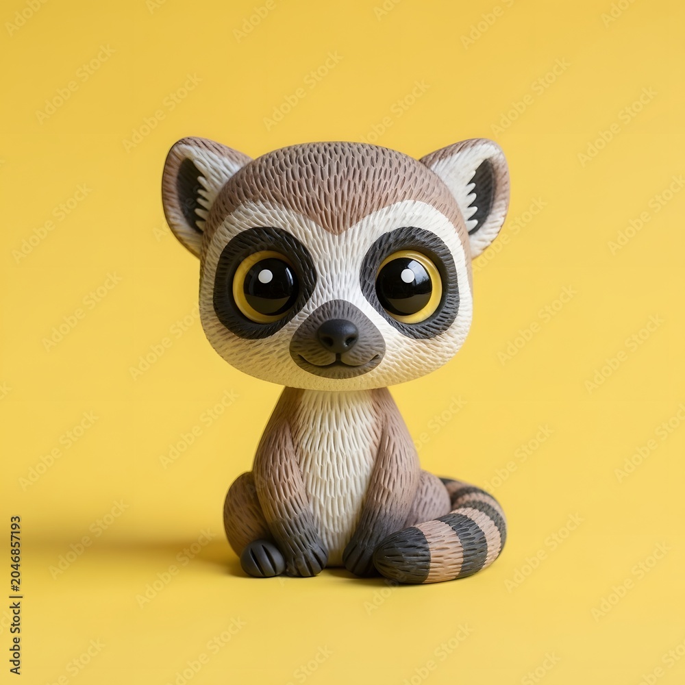 Fototapeta premium Charming ring tailed lemur figurine with large expressive eyes