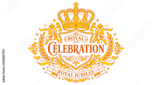 Foto Royal Celebration Emblem with Crown and Laurel Wreath, Jubilee Design